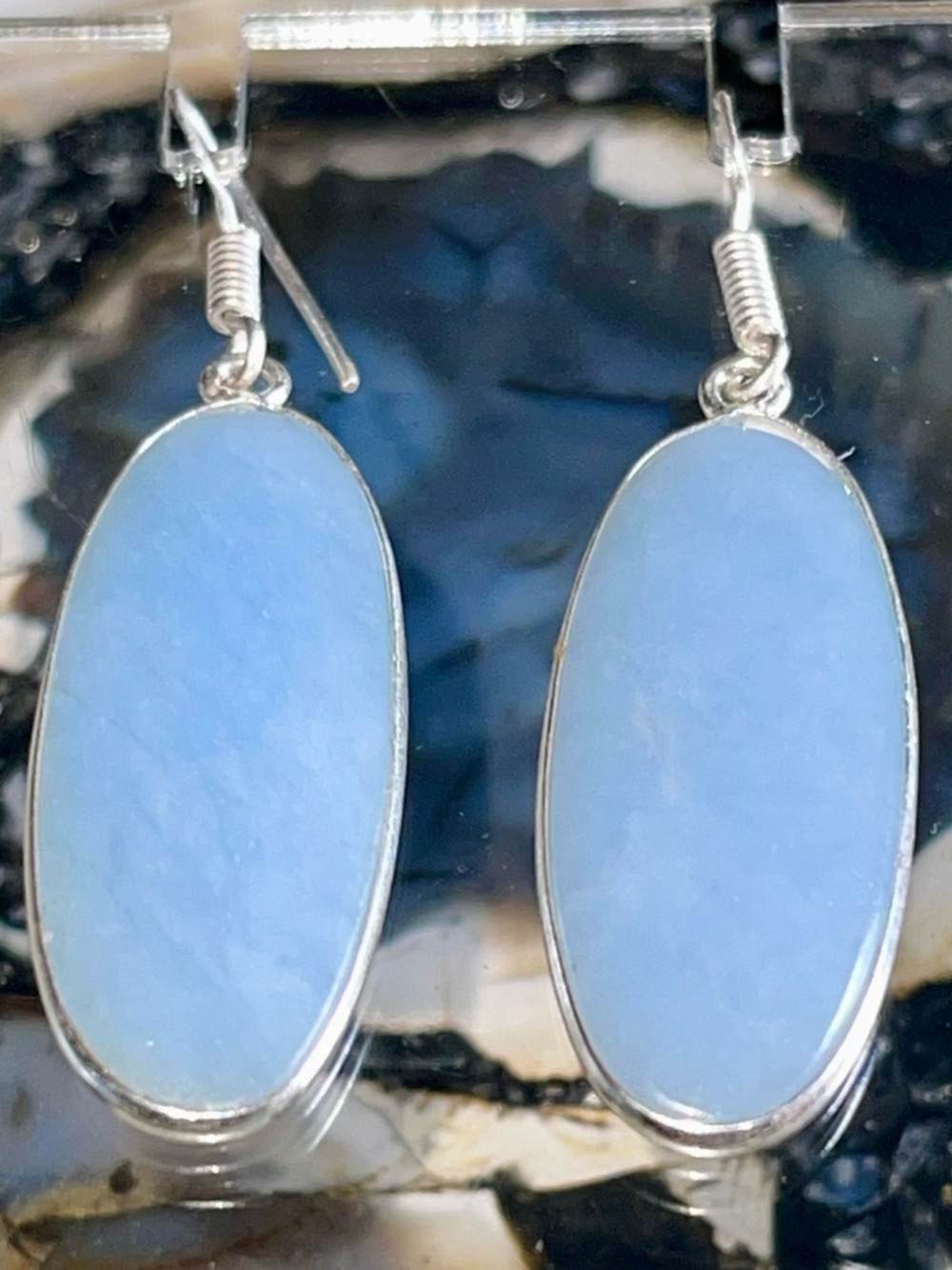 Blue Anhydrite Angelite Earrings 2”